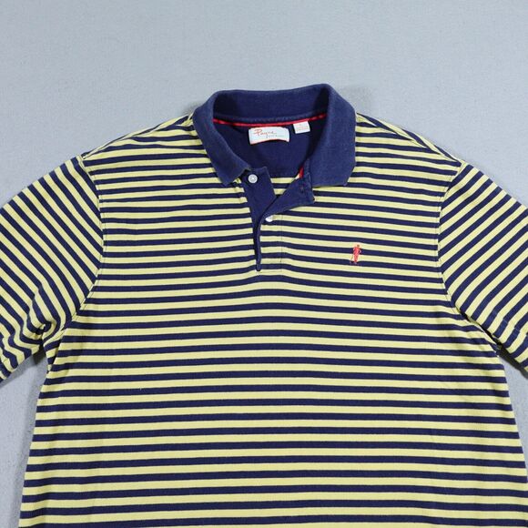 Payne Stewart Golf Polo‎ Shirt Adult Large Blue Yellow Striped Embroidered Logo - Picture 2 of 9